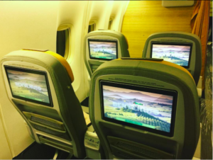 La nuova Premium Economy sul Boeing 777-200. Foto Instagram @benebarbieri